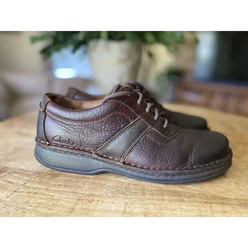 Clarks Active Air Brown Leather Oiled Split Toe Oxford Shoes Men's 10M
